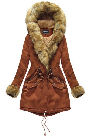 Bavlněná dámská zimní bunda w801 karamelová