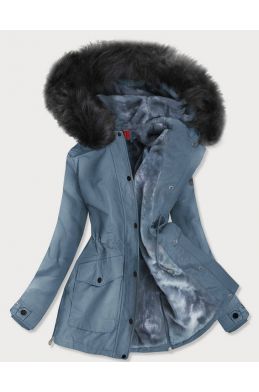 Vodě-odolná dámská zimní bunda MODA176 modro-šedá