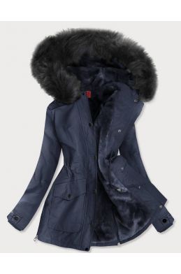 Vodě-odolná dámská zimní bunda MODA176 tmavě modrá