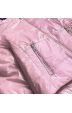 Lesklá dámská prošívaná jarní bunda s kapucí MODA568 růžová
