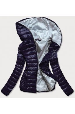 Prošívaná dámská jarní bunda s kapucí MODA561 tmavěmodrá