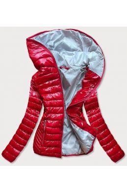 Prošívaná dámská jarní bunda s kapucí MODA561 červená