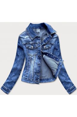 Krátká dámská jeansová bunda MODA822 modra