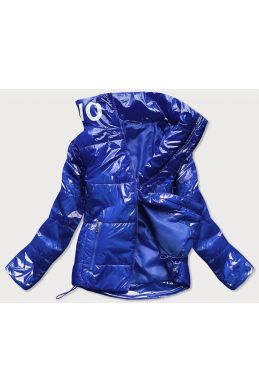 Krátká prošívaná jarní bunda s límcem MODA567 modrá