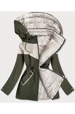 Dvoubarevná jarní oboustranná dámská bunda MODA010 khaki-béžová