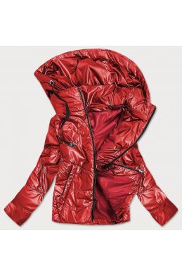 Lesklá dámská jarní bunda MODA9575 červená