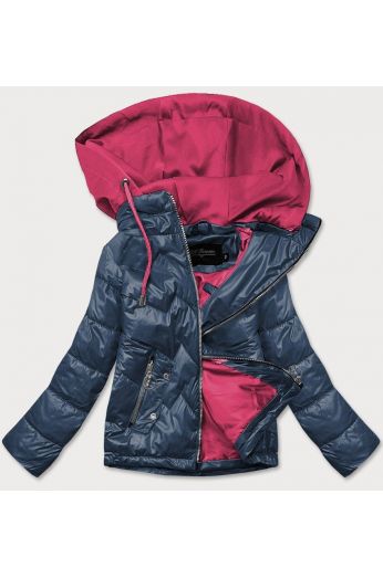 Dámská jarní bunda s kapucí MODA003 modro-růžová