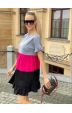 Dámská letní bavlněné šaty MODA707 šedo-růžovo-černé