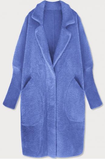 Dlouhý dámský vlněný kabát alpaka MODA102 modrý