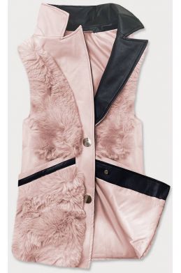 Elegantní dámská vesta z kožešinou MODA9593 lososová