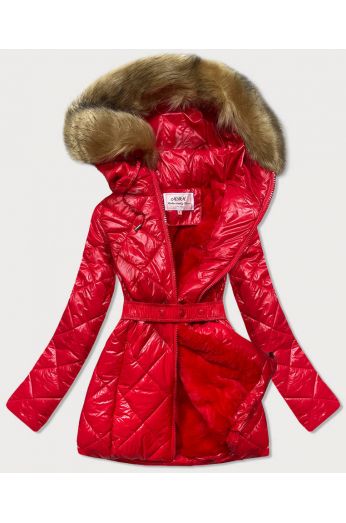 Lesklá dámská zimní bunda MODA756 červená