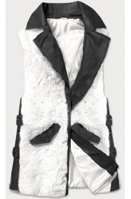 Dámská elegantní vesta z eko-kůže MODA592 černo-bílá