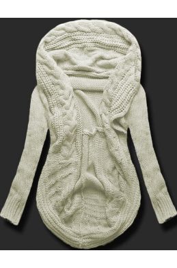 Dámský svetr, kardigan s límcem MODA03 máslový UNI