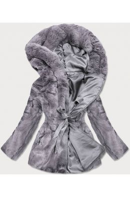 Dámská podzimní kožešinová bunda MODA743 šedá