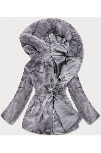 Dámská podzimní kožešinová bunda MODA743 šedá