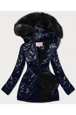 Lesklá dámská zimní bunda MODA756 modrá