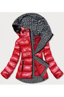 Dámská metalická zimní bunda s kapucí MODA808X červená