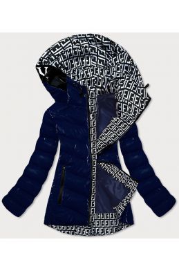 Dámská zimní lesklá bunda s ozdobnou podšívkou MODA810 modrá