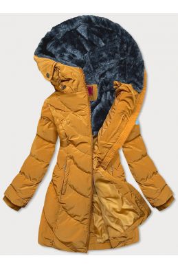 Dámská zimní bunda s kapucí MODA1306 žlutá