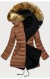 Dámská oboustranná zimní bunda MODA1508 černo-karamelová