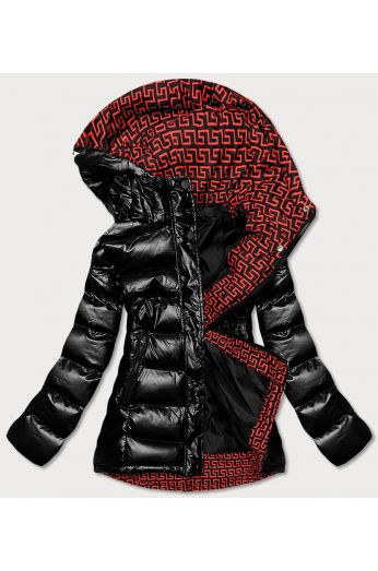 Dámská prošívaná zimní bunda s kapucí MODA817 černo-červená