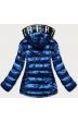 Dámská prošívaná zimní bunda s kapucí MODA817 modro-bílá