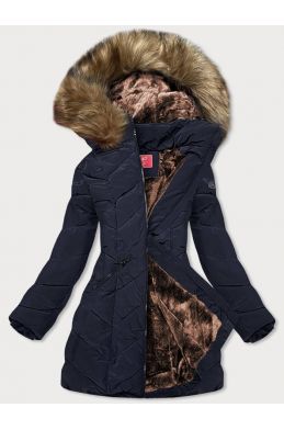 Dámská zimní bunda s kapucí MODA1308 tmavěmodrá