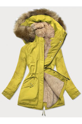 Teplá dámská zimní bunda MODA559 žlutá 2