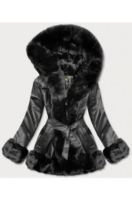 Dámská koženková kožešinová bunda MODA5530 černá