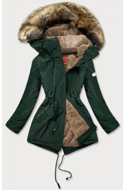 Dámská zimní bunda parka s kožešinou MODA1207 zelená
