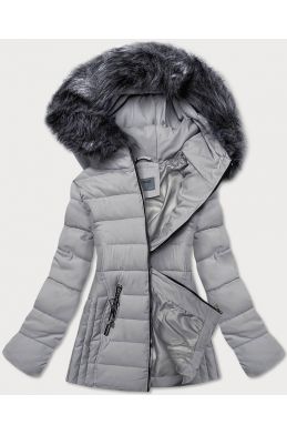 Dámská prošívaná zimní bunda s kapucí MODA526 šedá