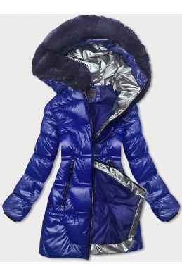 Dámská lesklá zimní bunda MODA9731 modrá