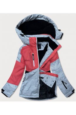 Dámská zimní bunda se sněžným pasem MODA392 pomerančovo-šedá