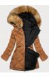 Dámská oboustranná zimní bunda MODA210A5 černá-karamel