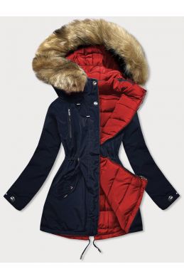 Oboustranná zimní bunda MODA557-1BIG tmavěmodro-červená