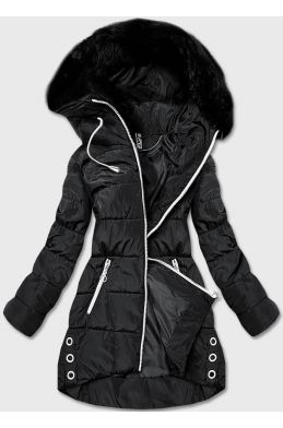 Dámská zimní bunda s kontrastním zipem MODA1277 černá