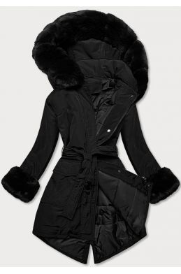 Dámská zimní bunda s páskem MODA7039 černá