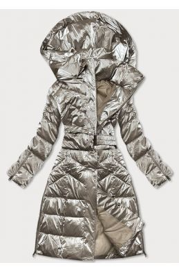 Lesklá dámská zimní bunda MODA775 béžová