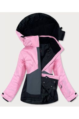 Dámská zimní lyžařská bunda MODA357 růžově-tmavěšedá