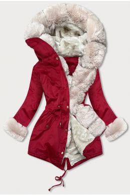 Dámská zimní bunda s kožešinou MODA888 červená