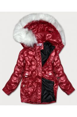 Dámská zimní bunda s tištěným vzorem MODA8261 červená