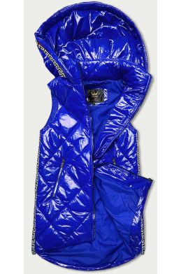 Dámská lesklá vesta s kapucí MODA7004BIG modrá