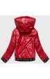 Krátká jarní dámská bunda s kapucí MODA787 červená