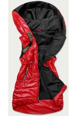 Dámská lesklá vesta s kapucí MODA782 červená