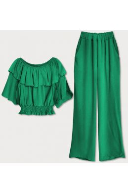 Dámský komplet kalhoty a halenka MODA8990 zelený