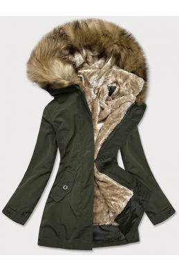 Dámská zimní bunda s kožešinou MODA1005 army
