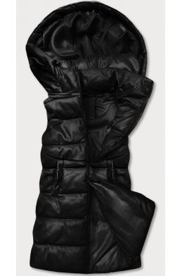 Oteplená dámská vesta s eko-kůže MODA231 černá