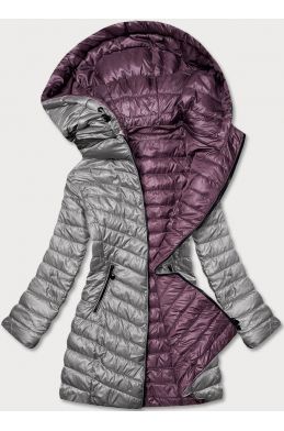 Prošívaná dámská podzimní bunda MODA7636 šedo-fialová
