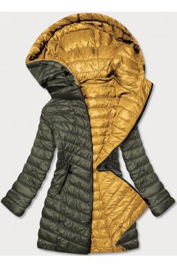 Prošívaná dámská podzimní bunda MODA7636 khaki-žlutá