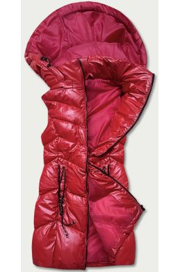 Dámská lesklá vesta s kapucí MODA025 červená